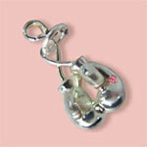 Silver plated boxing glove charm with pink stone